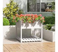 Générique Jardinière avec étagère Blanc 82,5x82,5x81cm Bois Massif de pin,Maison & Jardin,Pelouses & Jardins,Jardinage,Pots & Cache-Pots,Blanc,20 KG,823795