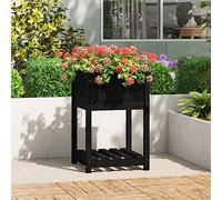 Générique Jardinière avec étagère Noir 54x54x81 cm Bois Massif de pin,Pots & Cache-Pots,12.02KG-823777