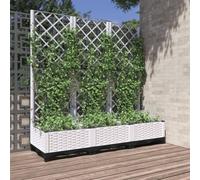 Générique Jardinière avec Treillis Blanc 120x40x121,5 cm PP,Pots & Cache-Pots,8.99KG-153283