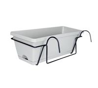 Générique Jardinière de Balcon Rectangulaire Suspendue avec Soucoupe, Structure en Métal, Idéale pour Balcons, Fenêtres et Décorations, Gris Clair