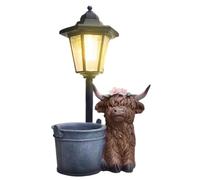 Générique Jardinière Solaire - Lampe sur Pied Statue Décorative en Résine - Pots en Forme de Vache Imperméables - pour extérieur pelouse Jardin terrasse Deck