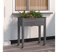 Générique Jardinière sur Roues avec Doublure Gris 71x37x80 cm Bois Sapin,Pots & Cache-Pots,6.55KG-3157825