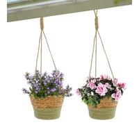 Générique Jardinière Suspensée Extérieur | Lot de 2 Supports en Rotin Style Boho | Porte-Boho pour Pots de Fleurs | pour Jardin Extérieur, Terrasse, Balcon, Bureau, Maison de Campagne et Orchidée