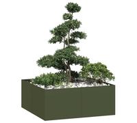 Générique Jardinière Vert Olive 100x100x40 cm Acier,Pots & Cache-Pots,12.35KG-860818