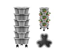 Générique Jardinière Verticale À Fraises Empilables À 6 Niveaux,Jardinière Tour A Fraise,Pot De Plantation Empilable À Plusieurs Niveaux avec roulettes,pour Fraises,Herbes,Fleurs (F)