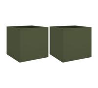 Générique Jardinières 2 pcs Vert Olive 42x40x39 cm Acier,Maison & Jardin,Pelouses & Jardins,Jardinage,Pots & Cache-Pots,Vert,7.77kg,841554