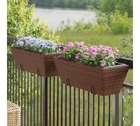 Générique Jardinières avec Crochets 2 pcs Marron résine tressée,Pots & Cache-Pots,3.8KG-366399