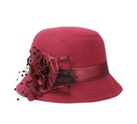 Générique Jaune Enfant Chapeau Melon Cloche Chaud à Large Bord en Laine de Couleur Unie pour Femme, avec décor Type Homme (Brick Red, One Size)