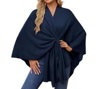 Générique Jaune Et Noir Shawl Soft Open Front Poncho Sweater For Spring Fall Winter Écharpe De Naissance (Navy, One Size)