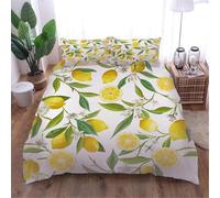 Générique Jaune Housse de Couette Queen Size Citron Housse de Couette Double 230x260 cm Parure de lit légère imprimée en 3D Lavable 2 taies d'oreiller 50x70 cm