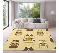 Générique Jaune Marron Tapis Anime Cartoon Mignon Chat Porte-Bonheur Tapis 160 x 230 cm Salon Moderne Chambre Carre Antidérapant Enfant Ado Décoration Tapis, Tapis De Chaise Lavable Antidérapant
