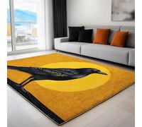 Générique Jaune Tapis Salon Gothique Noir Corbeau Modèle 80 x 120 cm Lavable en Machine Super Doux et Antidérapant Tapis Décoratif Salon Doux Poil Court pour Chambre Adulte, Salle à Manger
