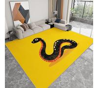 Générique Jaune Tapis Salon Serpent Noir Thème Animal Modèle 80 x 150 cm Lavable en Machine Super Doux et Antidérapant Tapis Décoratif Salon Doux Poil Court pour Chambre Adulte, Salle à Manger