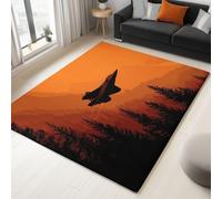 Générique JauneTapis Salon 140 x 200 cm, Militaire Photographie Forêt Avion Lavable en Machine Tapis Antidérapant à Poils Courts - Facile à Entretenir pour Salon Salle à Manger Bureau à Domicile