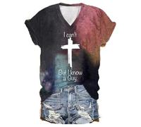 Générique Je ne peux pas, mais je connais un gars qui peut s'amuser avec un t-shirt à col en V mais je connais UN T-shirt Guy pour femme, Bleu/rose, XL