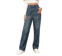 Générique Jean à Jambes Larges Pour Femmes, Jean Droit Ample Vintage DéLavé Pour Taille Haute Extensible, Baggy, Nouvelle 2025 Femme Femme Taille Haute Stretch