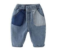 Générique Jean Baggy Ado Garcon,Ceinture Élastique Large Denim Confortable Mode Streetwear Décontracté Sport Casual Y2K Skinny Pantalon Bébé Garçon Garcon 16 Ans avec Cordon 3-4 Ans,Bleu