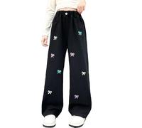 Générique Jean Baggy Fille Pantalons en Denim Confortable À Jambe Large Fille Jean Bootcut Pants Long avec Poches Large Rétro Y2k Streetwear Outdoor Printemps Été Automne