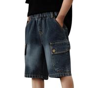 Générique Jean Baggy Garcon, Boys Denim Shorts Elastic Waist Casual Comfortable Kids Pants for Daily Wear School Play Spring Summer Fall Outfit