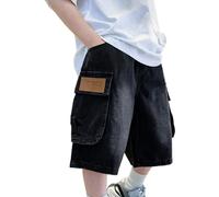 Générique Jean Baggy Garcon,Jeans Pantalons Cargo Pantalon Jogger Denim Facile À Enfiler Garçon en Droit Coupe Ample Taille 16 Ans Garcon Années 90 Hip Hop Streetwear 3-12 (Le Noir,12-13 Ans)