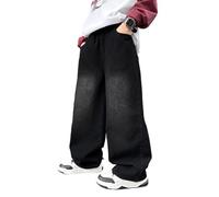 Générique Jean Baggy pour Garçon Enfants Pantalon Jogger Denim Facile À Enfiler Slim Fit Tapered Jeans Enfant Garcon 6 Ans 3-4 avec Cordon Hip Hop Y2K Streetwear Saint (Le Noir,7-8 Ans)