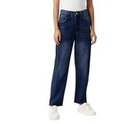 Générique Jean Baggy Streetwear Femme Jean Femme Taille Haute Coupe Droite Confortable Élégant Modèle Ample Stretch Dernière Tendence Ourlet Design 2025 (Blue, L)