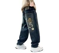 Générique Jean Cargo Ado Garcon - Pantalon d'hiver en Denim doublé Polaire pour garçon - épais - Chaud - décontracté - Coupe Ample - pour Tout-Petits et Enfants - Automne