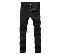 Générique Jean De Travail Homme - Jeans Homme Regular Stretch Tendance Jeans pour Hommes déchirés nostalgiques Gros Pantalons en Denim pour Hommes en Lambeaux (Black 36)