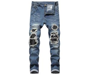 Générique Jean Elastique Homme - Jean Homme Slim Pantalon en Denim Slim élastique perforé pour Homme avec Petites Jambes (Blue 34)