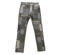 Générique Jean Elastique Homme,Nouveau Et Style Patchwork Plaid Droite Cylindre Contraste De Couleur Slim Stretch Denim Pantalon