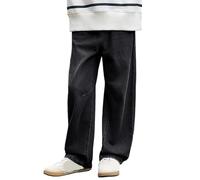 Générique Jean en Denim uni Classique pour garçon, Coupe Stretch Confortable, Pantalon décontracté avec Genoux renforcés, résistant pour Jouer et Aller à l'école au Quotidien. (Black, 4-5 Years)