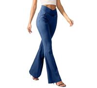 Générique Jean Femme Taille Haute Elastique Et Bootcut, Pantalon Femme Taille Elastique Jean Flared Hanche, Pantalon Fluide éTé Chic Et Elegant Denim DéContracté Jeggings Extensible