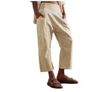 Générique Jean Harem Femme Large Jambe Baril 7/8 Coupe Décontractée Denim(Khaki, M)