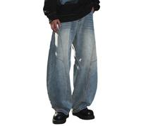 Générique Jean Homme Coupe Droite,Jean DéLavé Effet Usé pour Homme Coupe Slim Design Fendu Pantalon Ample Fuselé pour Un Usage Quotidien DéContracté Automne-Hiver