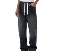 Générique Jean Homme Décontracté Pantalon Flare Élégant Toute Occasion Conception Polyvalente Printemps Été Automne Pantalon Cargo Homme Stretch Confortable Quotidien Poches Style Urbain (Black, XL)