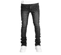 Générique Jean Homme Regular Taille Haute, Jean empilé Extensible à Jambe Droite en Zircon pour Homme