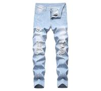 Générique Jean Homme Stretch,Pantalon Droit RéTro Hip Hop pour Hommes Coupe Slim Jean De Rue Genou Cassé