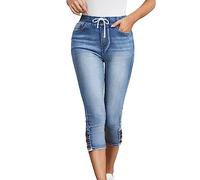 Générique Jean Moto Femme, Jean Taille Elastique Femme Taille Haute Large Kirakuco Pantalon Japonais, Baggy Fluide Commandes en Cours, Denim Pants avec Poche Pantalon Yoga Fluide Boyfriend, #0217
