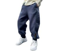 Générique Jean Pantalon de survêtement pour garçon,vêtements d'entraînement athlétiques pour Enfants,Jogging garçon avec Poche zippée et Cordon de Serrage(Navy,8-9 Ans)