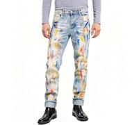 Générique Jean Slim élégant en Patchwork brodé détails Confort Optimal pour Un décontracté Coupe Droite Teinture Artisanale Polyvalent idéal pour Toutes Saisons Entretien Facile Style Urbain