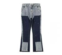 Générique Jean Street Avancé Flare pour Homme Coupe Splicing Design Décontracté Tendance Mode Urbaine Haut de Gamme Confortable