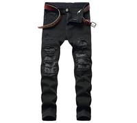 Générique Jean Stretch Homme - Pantalon Jeans Homme Pantalon en Denim Slim élastique perforé pour Homme avec Petites Jambes (Black 34)