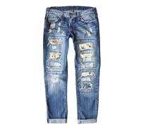 Générique Jean Taille Haute Femme Pantalon Pâques Lapin Imprimé Troué Décontracté Denim Long Style Décontracté Femme Look Frais Et Confortable