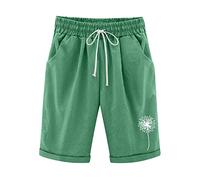 Générique Jean Taille Haute Moutarde High Waisted Cotton Pants Plus Taille Shorts Laçage Beach Workout Pocket Five Point Pants Pantalon Blanc 1 (Green, XXL)