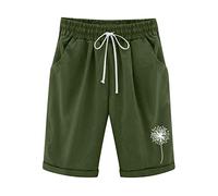 Générique Jean Taille Haute Moutarde High Waisted Cotton Pants Plus Taille Shorts Laçage Beach Workout Pocket Five Point Pants Pantalon Blanc 1 (Army Green, XXXXXL)