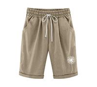 Générique Jean Taille Haute Moutarde High Waisted Cotton Pants Plus Taille Shorts Laçage Beach Workout Pocket Five Point Pants Pantalon Blanc 1 (Khaki, XXXXXL)