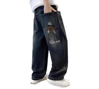 Générique Jeans Baggy pour garçons, Jambes Larges, élastique et Poches Multiples, Pantalon Cargo, Jeans, Pantalons en Denim pour (Blue, 7-8 Years)