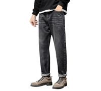 Générique Jeans De Travail Homme,Pantalon Thermique Homme Pantalon Neige Teddy Polaire Chaud Doublé Pantalon d'hiver Jambe Droite Peluche Polaire Jean Thermique