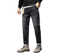 Générique Jeans De Travail Homme,Pantalon Thermique Homme Pantalon Neige Teddy Polaire Chaud Doublé Pantalon d'hiver Jambe Droite Peluche Polaire Jean Thermique