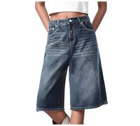 Générique Jeans Femme Baggy Short Jean Slim Bermuda Taille Haute Pantacourt Jeans Été Jambe Large Pantalon Court Short Léger Longueur Genou Streetwear Eté Jean Shorts Femme Pantalon (Blue, M)